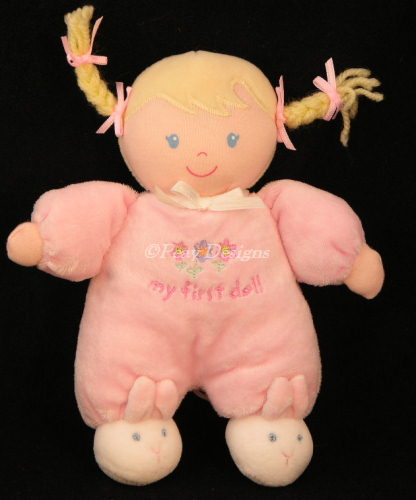 Carters Child Of Mine Pink Baby Rattle MY FIRST DOLL Lovey 8/" Plush Stuffed Toy