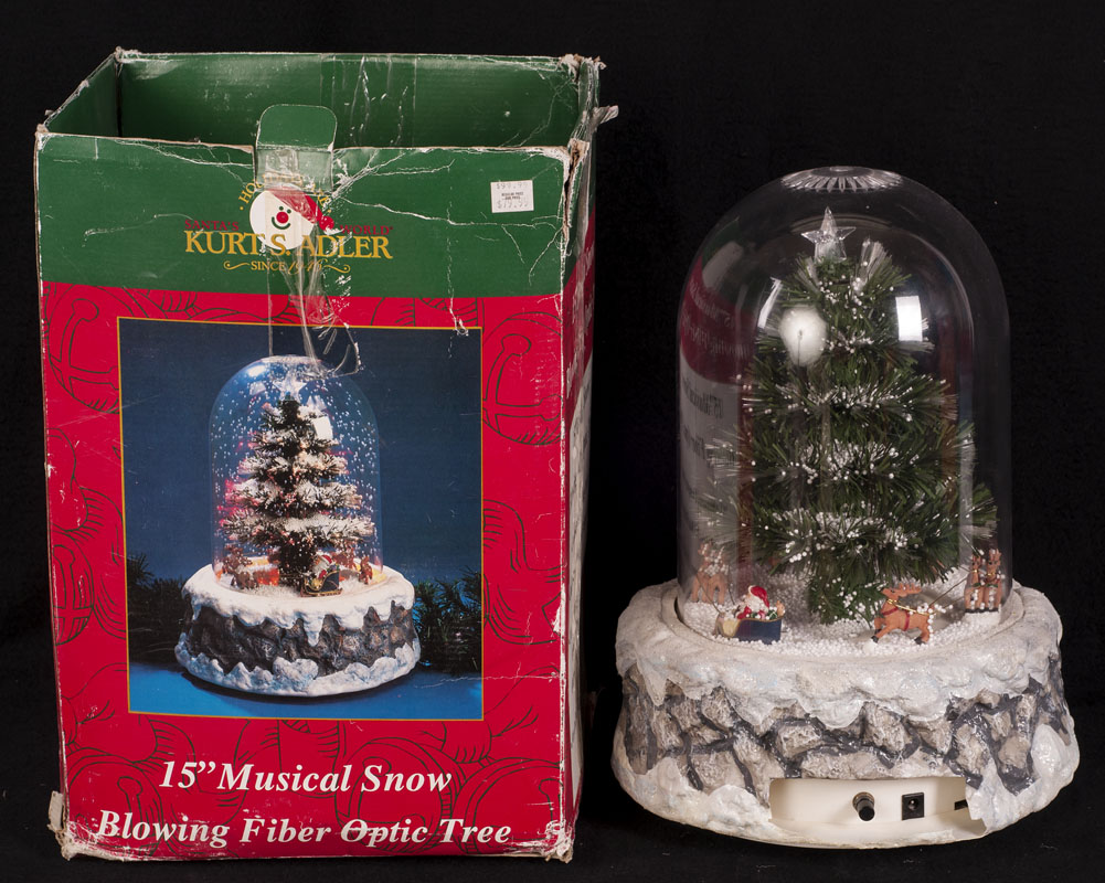 kurt adler 15 quot snow blowing fiber optic christmas tree fading christmas tree lights
