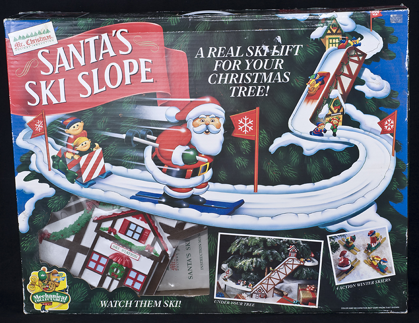 mr christmas santa s ski slope chalet animated mechanical mr christmas santa s ski slope chalet animated mechanical
