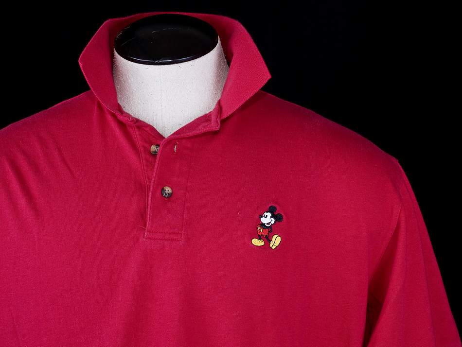 Vintage Disney Mickey Mouse INC Logo Red 100 Cotton Polo