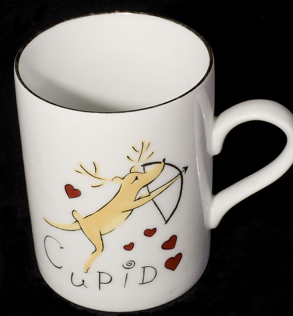 Pottery Barn CUPID Reindeer Hip Mug Cup Christmas Holiday 12 Ounces NEW! 