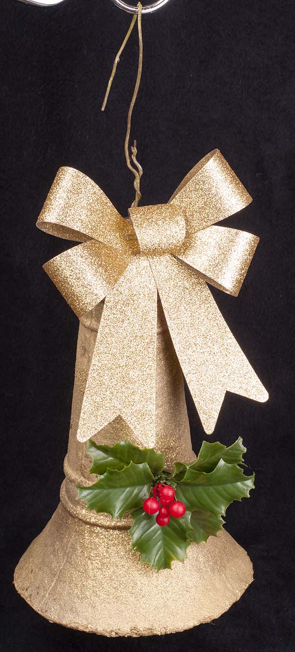 Vtg Christmas Bells Paper Mache Gold Glitter Mica 10" RESTORED No 6 | eBay
