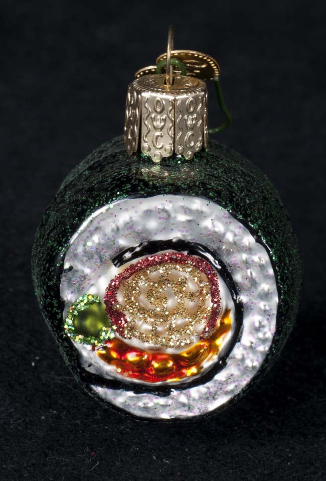 Merck Old World Christmas Tree Glass Handpainted Ornament SUSHI ROLL Old World Christmas The Merck Company Handpainted Glass Sushi Christmas Ornament - Merck Old World Christmas Tree Glass Handpainted Ornament SUSHI ROLL