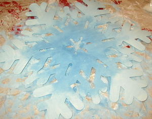 Light and Dark Blue Paint applied